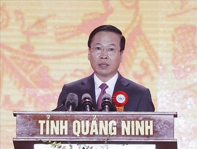 Chủ tịch nước Võ Văn Thưởng phát biểu tại Lễ kỷ niệm 60 năm thành lập tỉnh Quảng Ninh