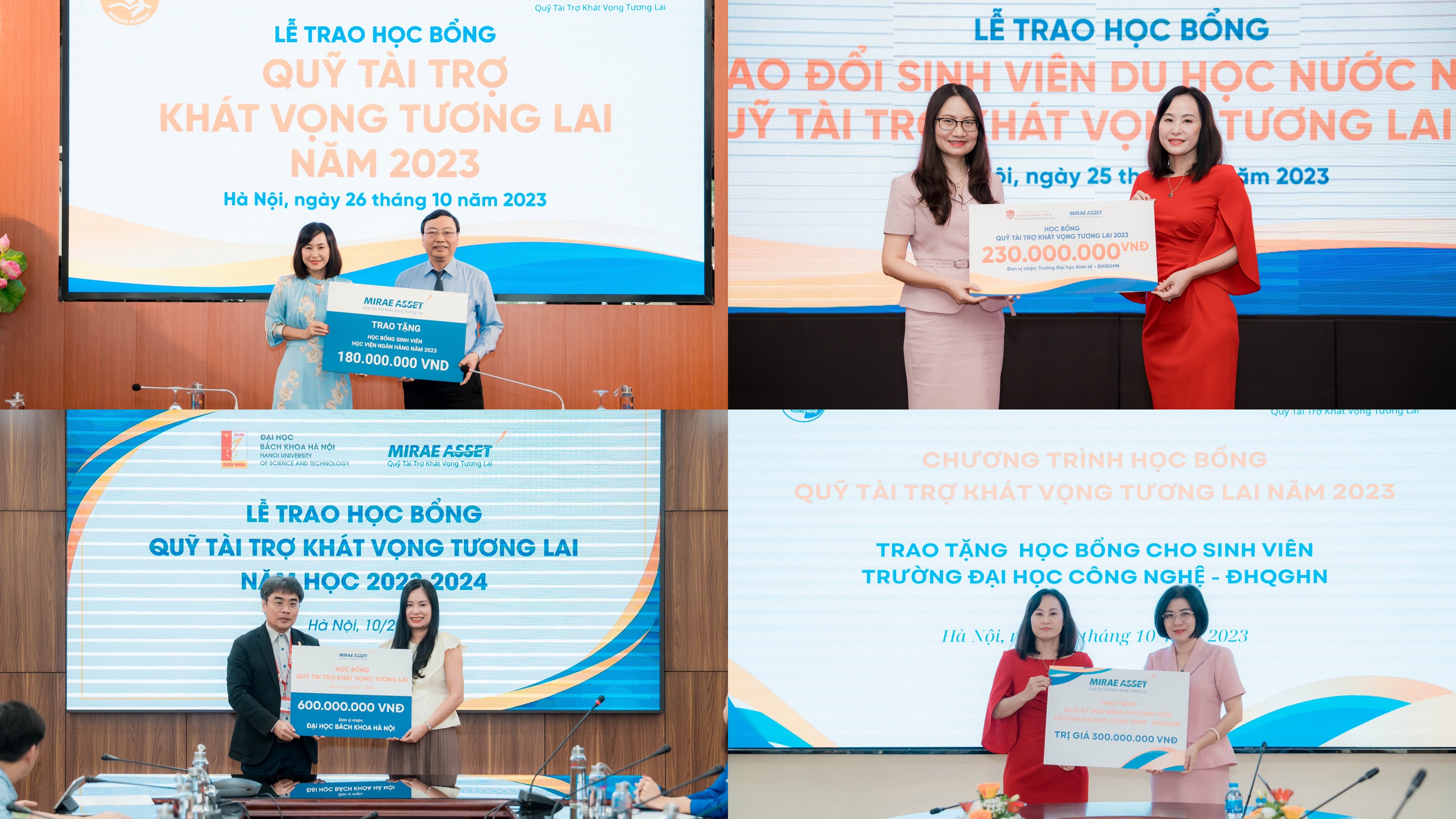 Quỹ tài trợ khát vọng tương lai trao tặng học bổng đến nhà trường.