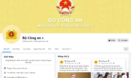 Bộ Công an ra mắt trang thông tin, fanpage trên Facebook