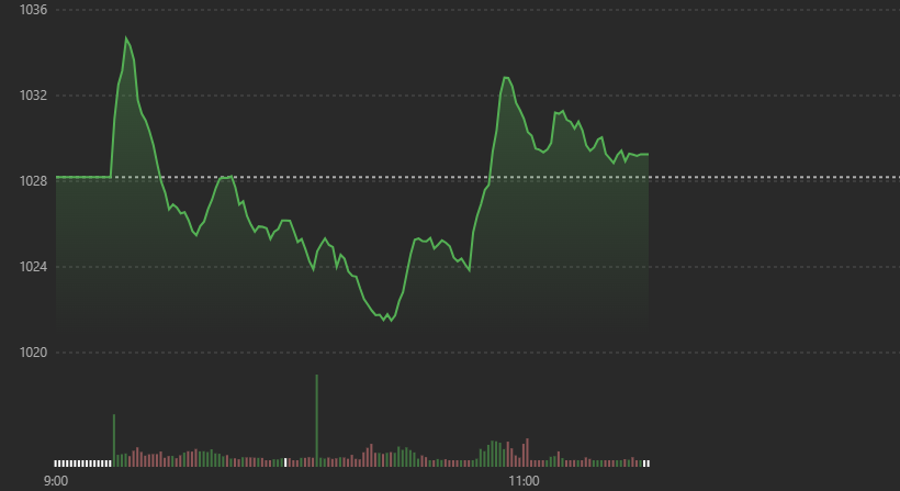 Diễn biến chỉ số VN-Index sáng nay.
