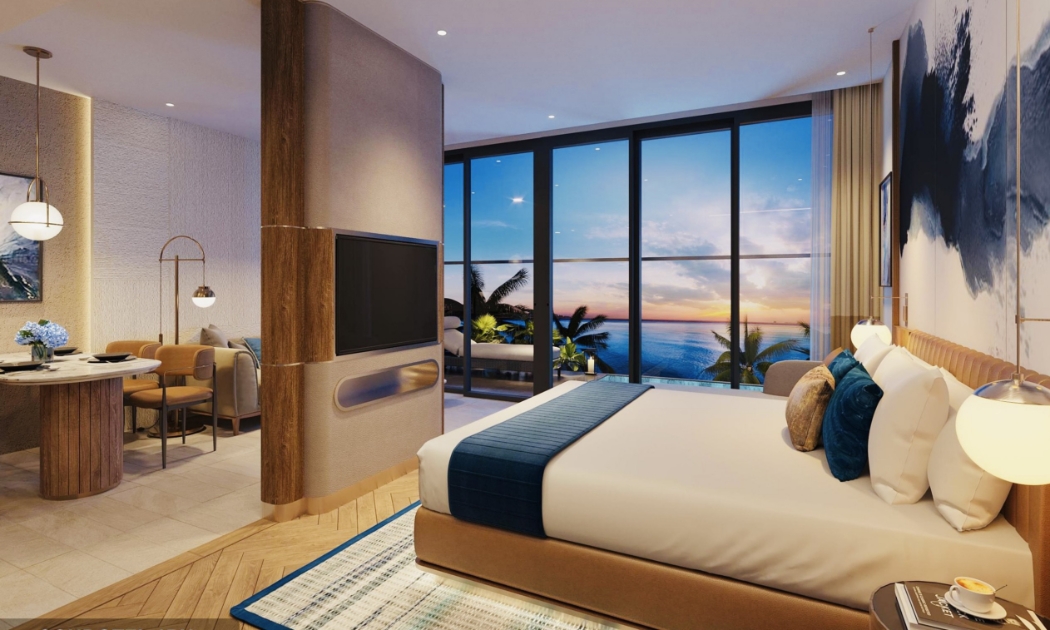 Tất cả căn hộ được thiết kế với những khung cửa kính lớn, đảm bảo tận hưởng tầm nhìn biển trực diện từ mọi góc trong căn nhà.