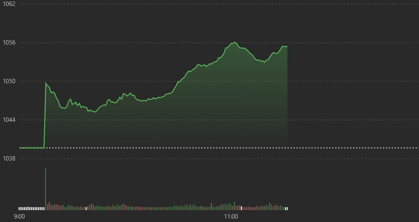 Diễn biến VN-Index sáng nay.