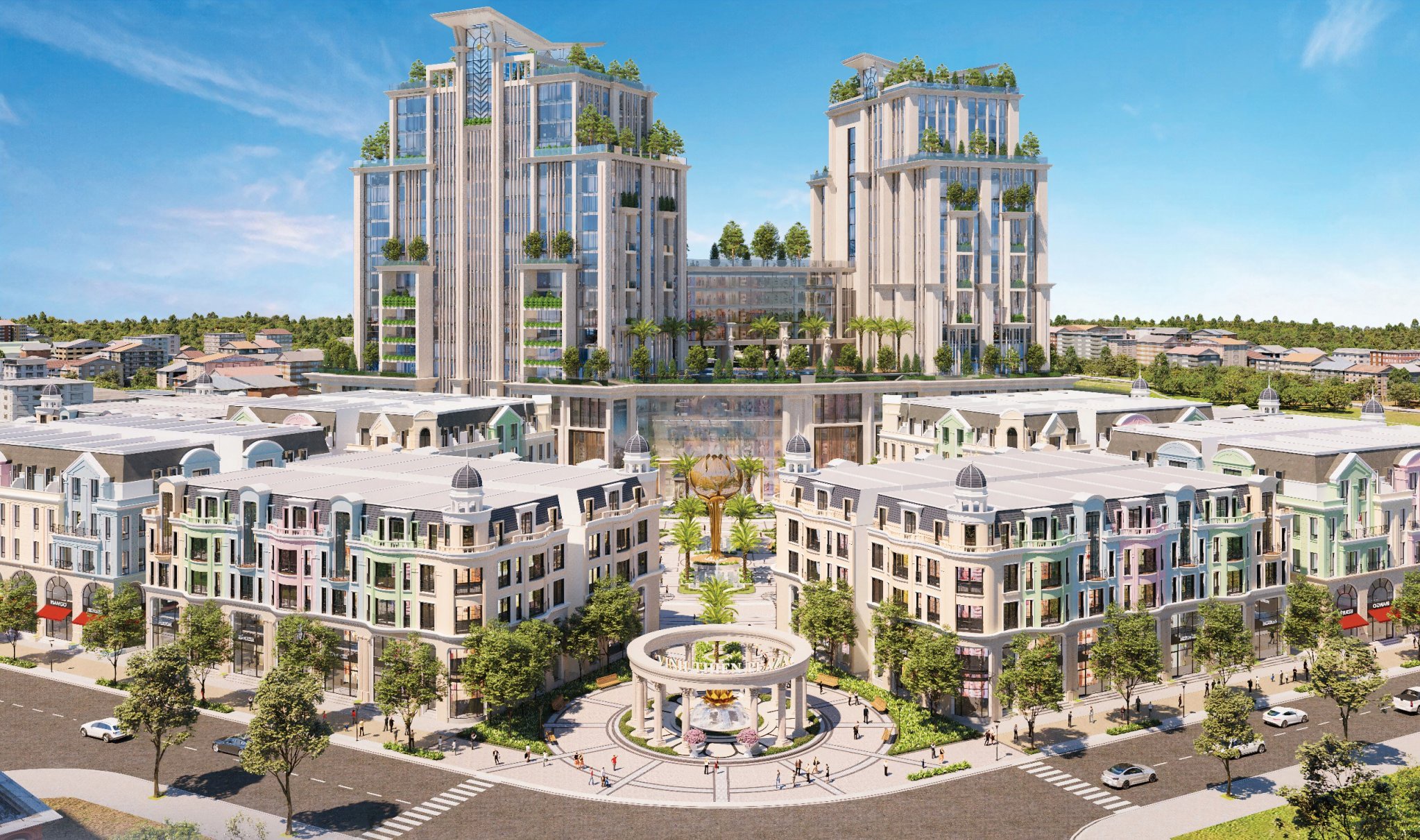 Phối cảnh dự &aacute;n khu phức hợp nh&agrave; ở kết hợp thương mại tại An Giang.