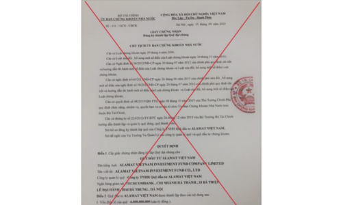 Cảnh báo việc giả mạo văn bản của SSC về việc đăng ký thành lập quỹ đại chúng