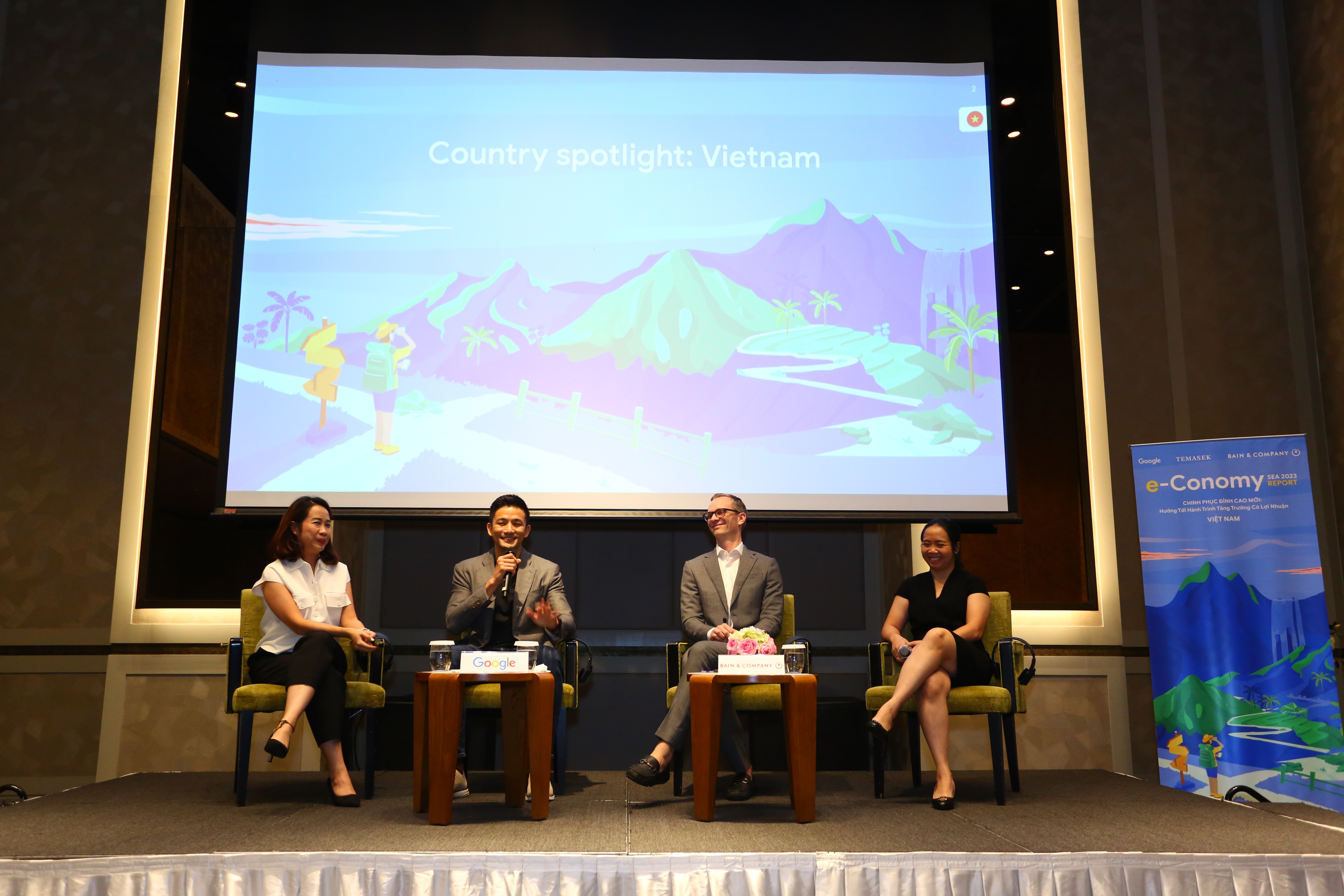 Đại diện Google, Temasek và Bain & Company công bố báo cáo nền kinh tế số của Việt Nam và 6 nước Đông Nam Á.
