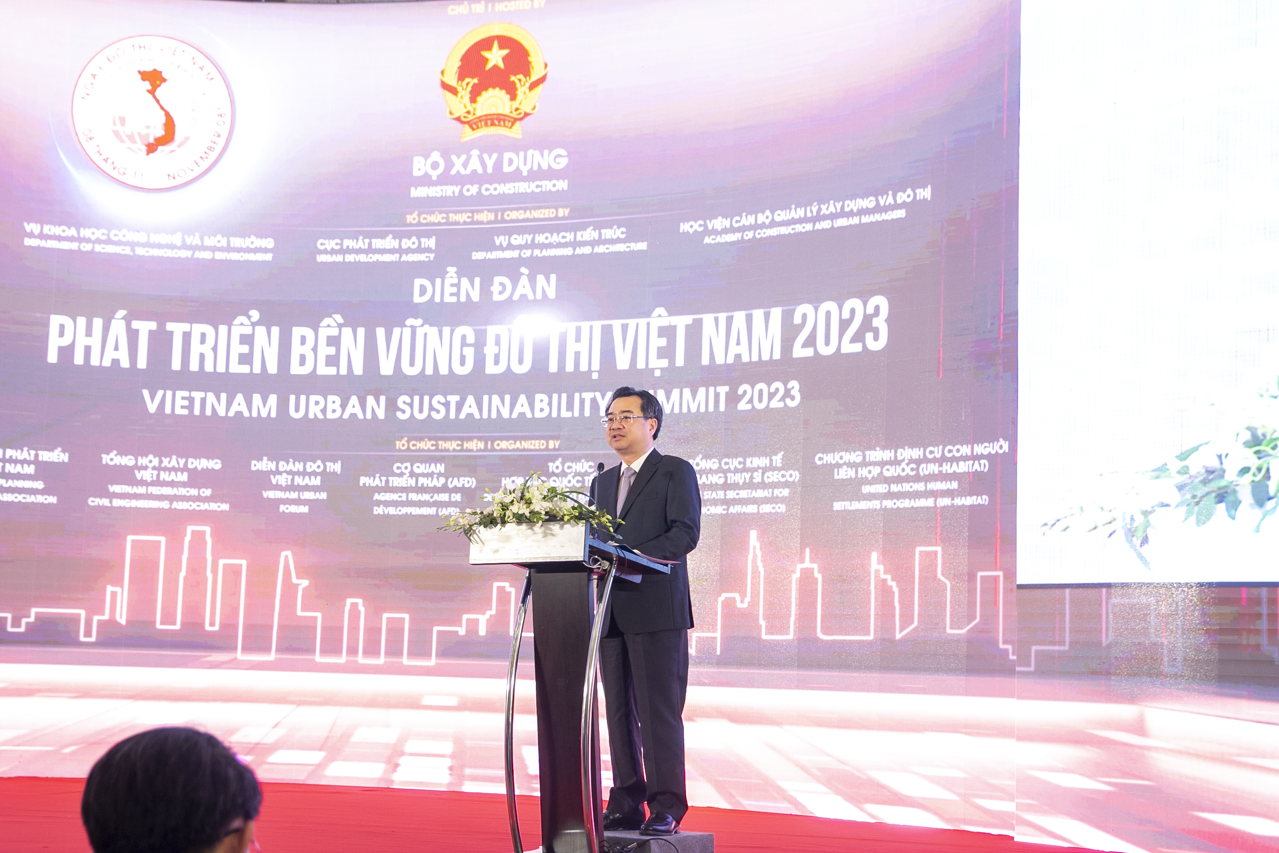 Bộ trưởng Bộ Xây dựng phát biểu tại diễn đàn: "Phát triển bền vững đô thị Việt Nam 2023".