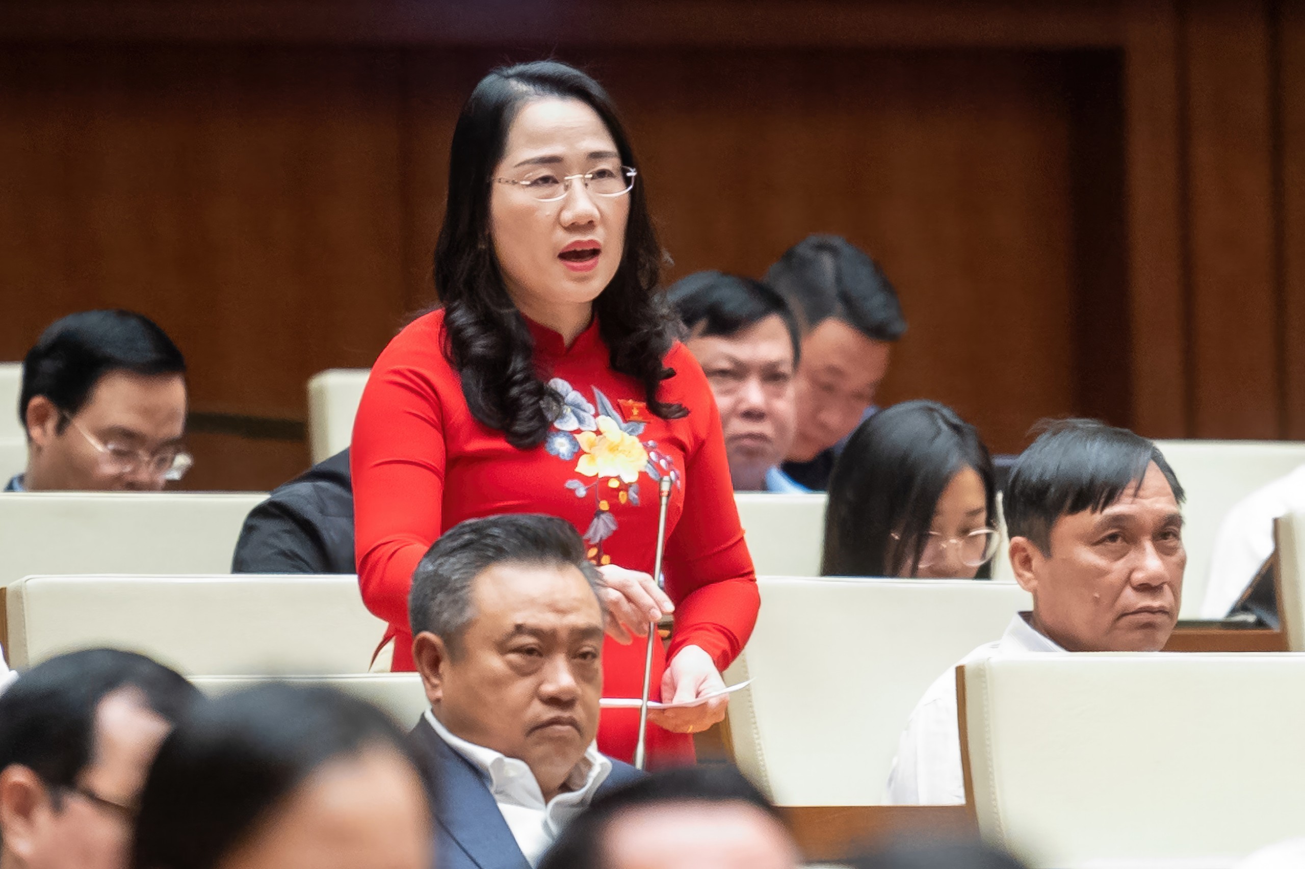 Đại biểu Nguyễn Thị Thủy, đo&agrave;n Bắc Kạn chất vấn Tổng Thanh tra Ch&iacute;nh phủ.