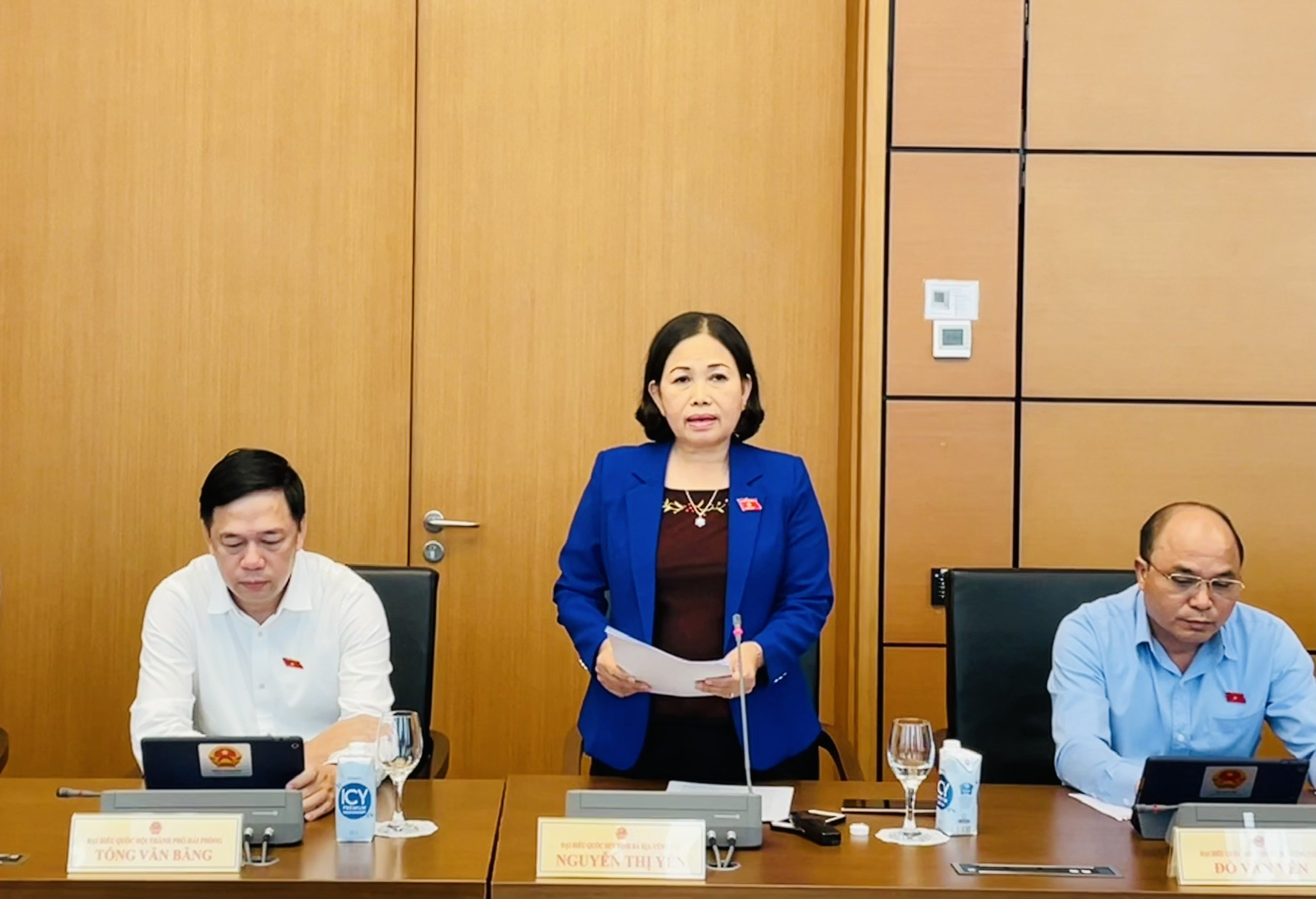 Đại biểu Nguyễn Thị Yến, Trưởng Đo&agrave;n đại biểu Quốc hội B&agrave; Rịa-Vũng T&agrave;u ph&aacute;t biểu &yacute; kiến tại phi&ecirc;n họp tổ.