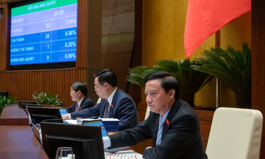Lãnh đạo Quốc hội tham gia biểu quyết - Ảnh: Quochoi.vn.