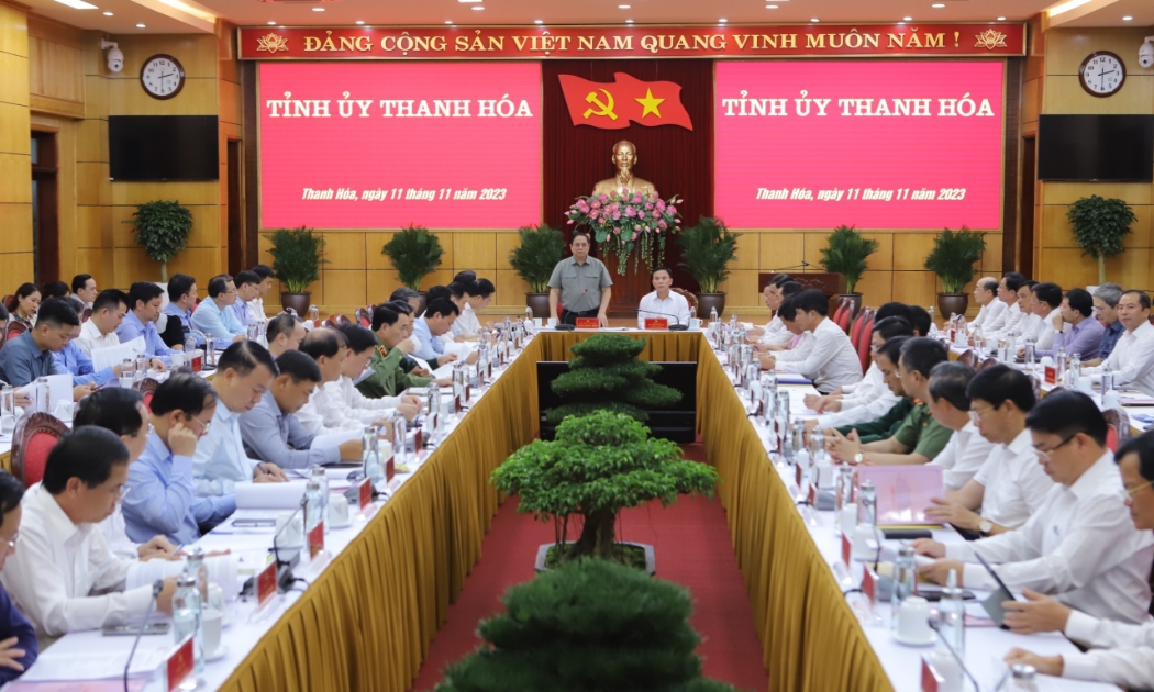 Thủ tướng Chính phủ Phạm Minh Chính và Đoàn công tác Trung ương đã làm việc với Ban Thường vụ Tỉnh ủy Thanh Hóa.