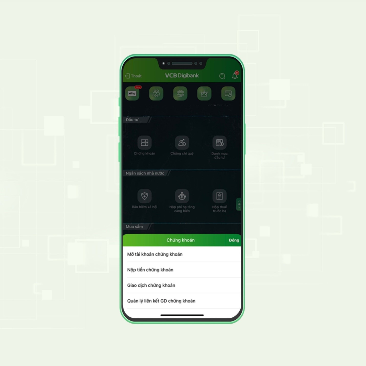 Kh&aacute;ch h&agrave;ng c&oacute; thể li&ecirc;n kết t&agrave;i khoản, quản l&yacute; danh mục chứng kho&aacute;n ngay tr&ecirc;n t&agrave;i khoản ng&acirc;n h&agrave;ng Ảnh: VCBS.