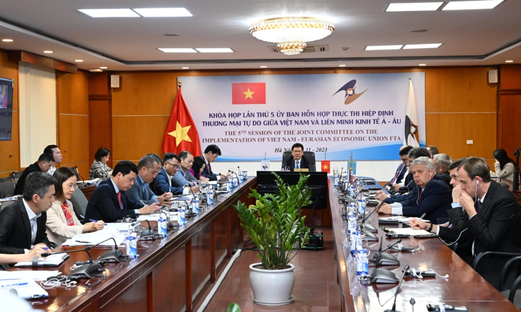 Cuộc họp trực tuyến Khóa họp lần thứ V Ủy ban Hỗn hợp thực thi Hiệp định thương mại tự do giữa Việt Nam và Liên minh Kinh tế Á - Âu.