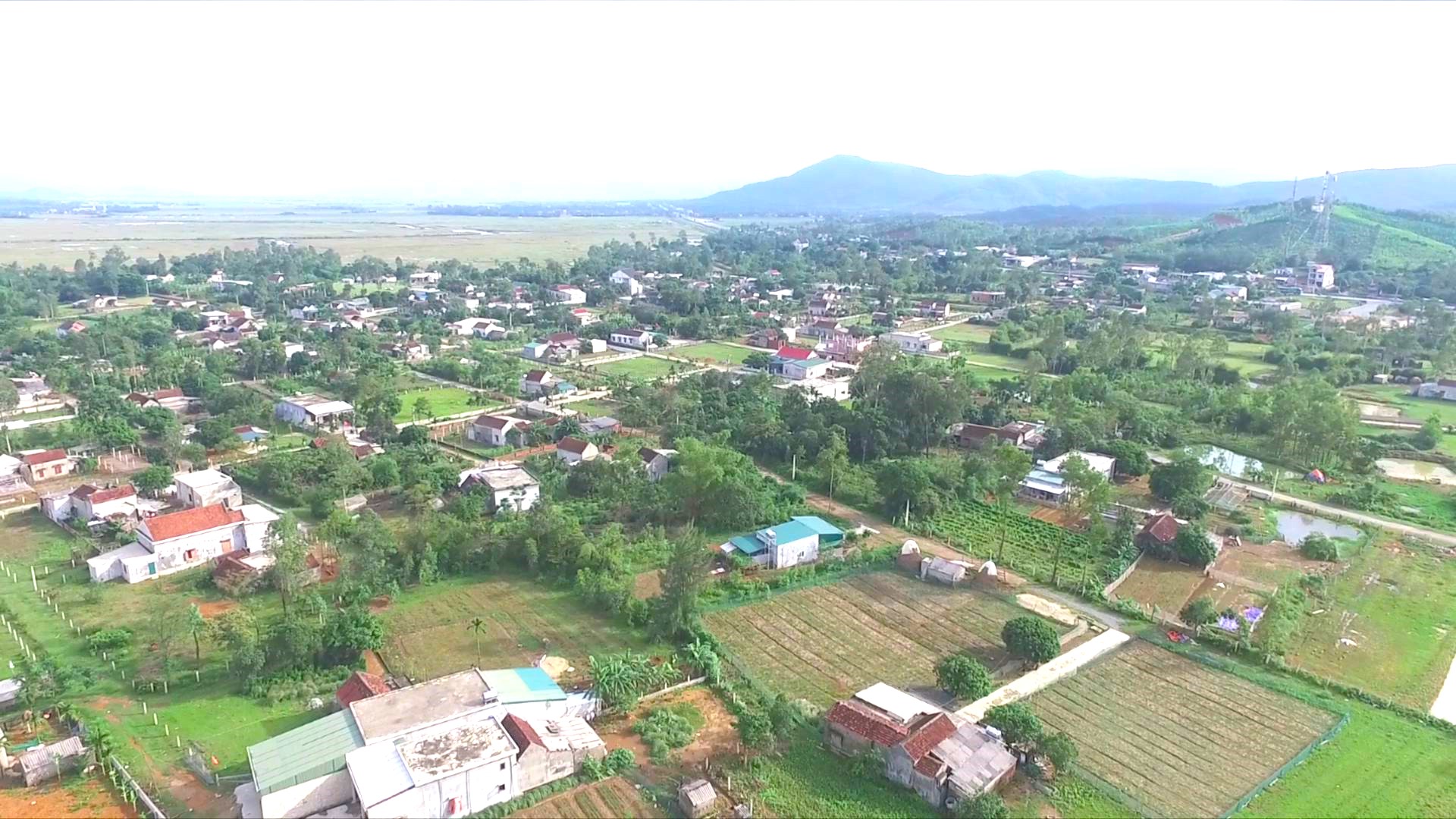 Một góc xã Kỳ Đồng (huyện Kỳ Anh) nhìn từ trên cao