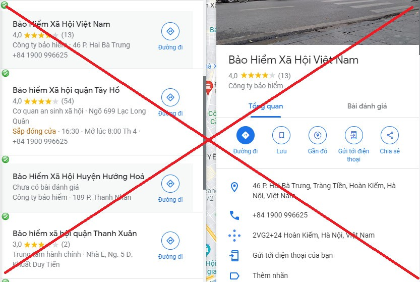 Hình ảnh Tổng đài Bảo hiểm xã hội bị giả mạo. Ảnh - BHXH Việt Nam cung cấp. 