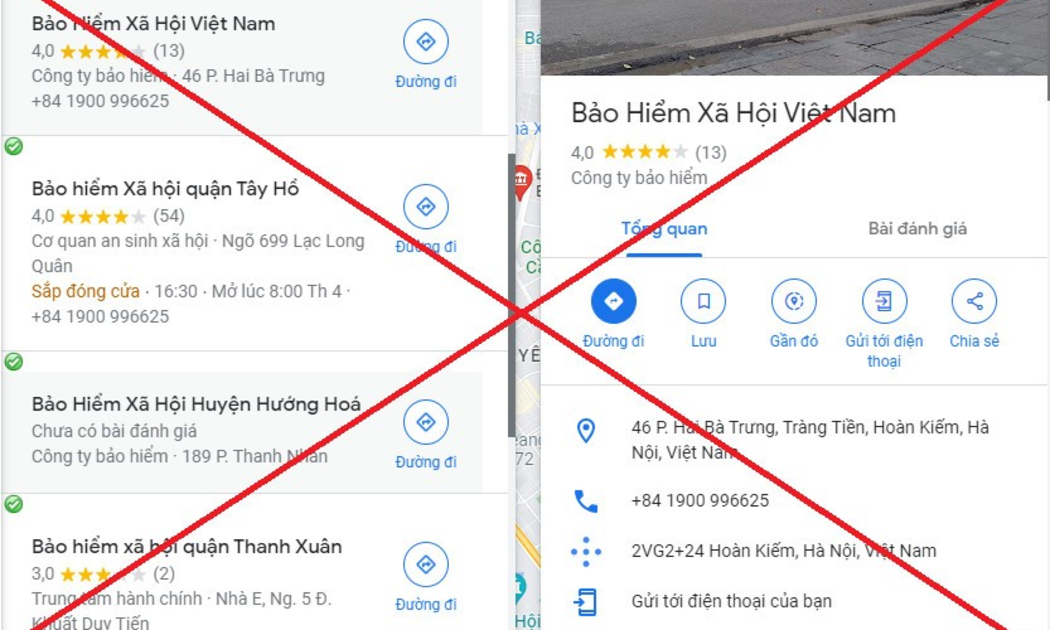 Hình ảnh Tổng đài Bảo hiểm xã hội bị giả mạo. Ảnh - BHXH Việt Nam cung cấp. 