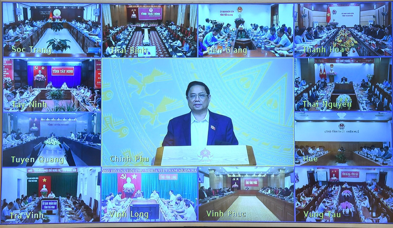 Phiên họp được kết nối trực tuyến tới 63 tỉnh, thành phố trực thuộc Trung ương. Ảnh: VGP.