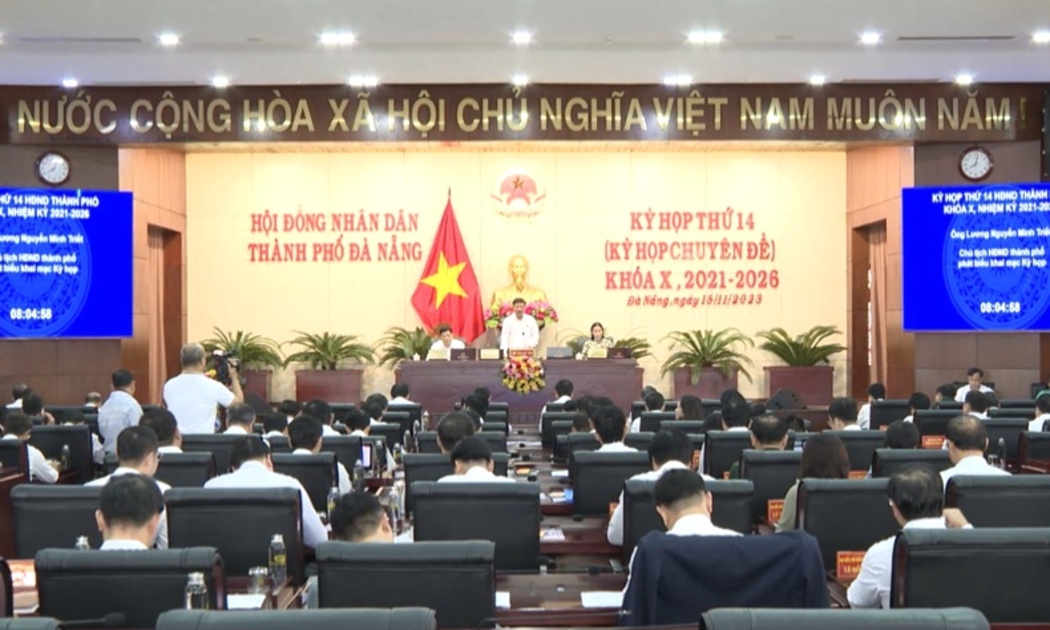 Quang cảnh kỳ họp thứ 14, HĐND thành phố Đà Nẵng khóa X, nhiệm kỳ 2021-2026.