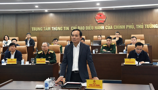 Ph&oacute; Thủ tướng Trần Lưu Quang chủ tr&igrave; họp trực tuyến với tỉnh Thừa Thi&ecirc;n Huế về c&ocirc;ng t&aacute;c ph&ograve;ng, chống v&agrave; khắc phục hậu quả mưa lũ tr&ecirc;n địa b&agrave;n tỉnh - Ảnh: VGP/Hải Minh