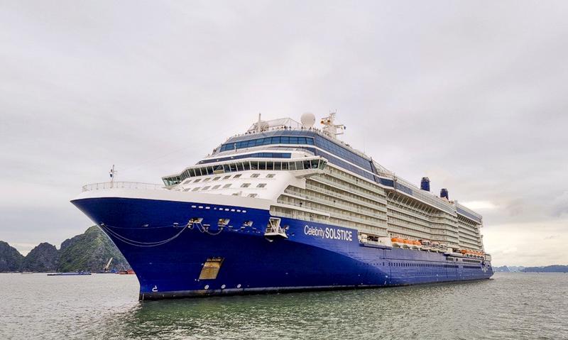 The Malta-flagged luxury cruise Celebrity Solstice docks at Ha Long International Cruise Port.