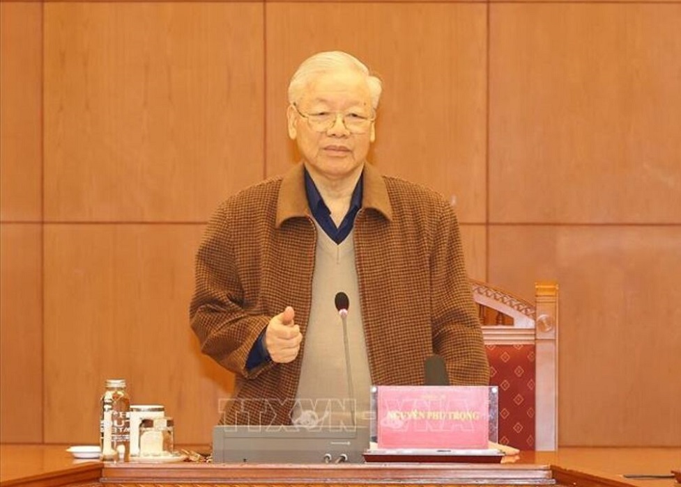Tổng Bí thư Nguyễn Phú Trọng:"Cần xây dựng lý luận về công cuộc đấu tranh phòng, chống tham nhũng, tiêu cực của Việt Nam". Ảnh:TTXVN.