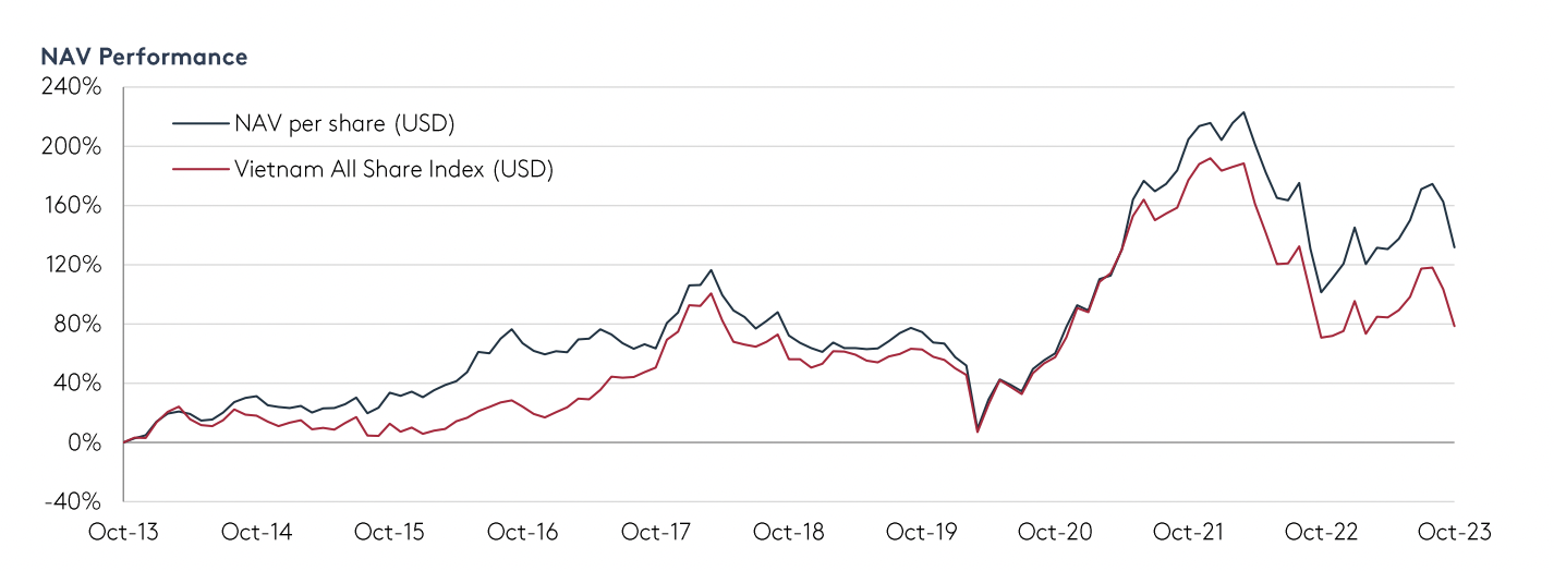 Hiệu suất của&nbsp;Vietnam Holding.