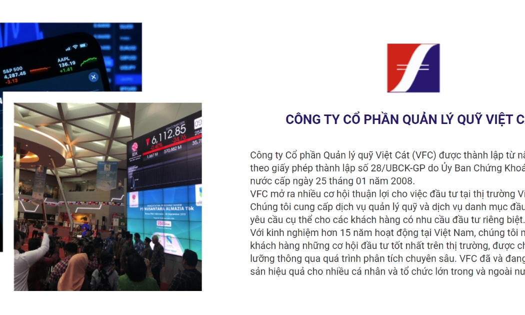 Trang web CTCP Quản lý quỹ Việt Cát.