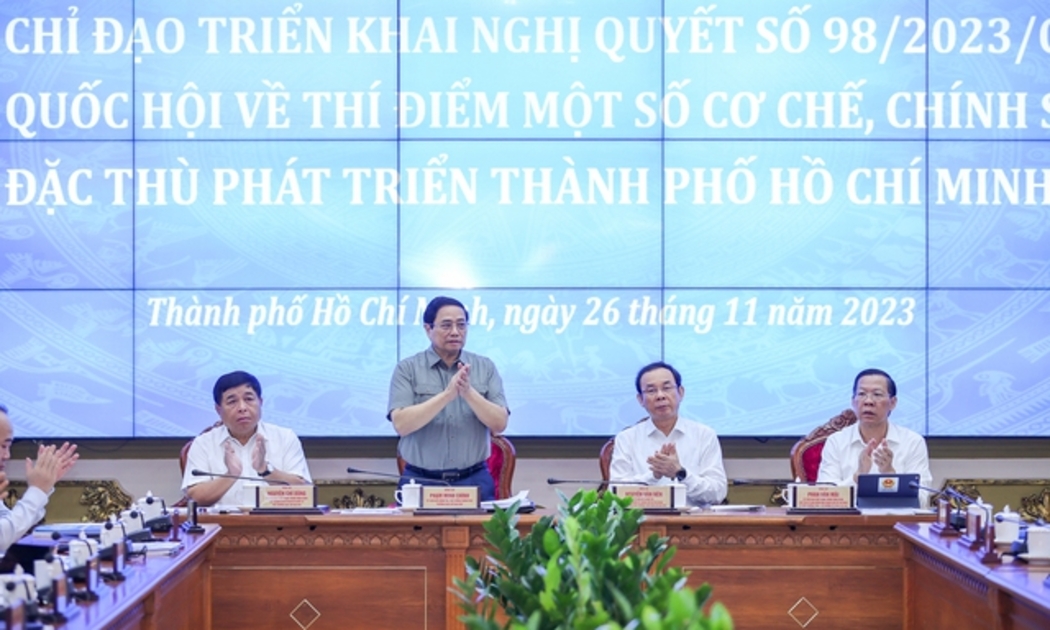 Hội nghị đầu tiên của Ban Chỉ đạo triển khai thực hiện Nghị quyết số 98/2023. Ảnh VGP/Nhật Bắc.