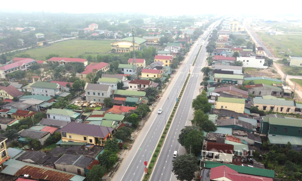 Một góc thị trấn Ái Tử, huyện Triệu Phong nhìn từ trên cao