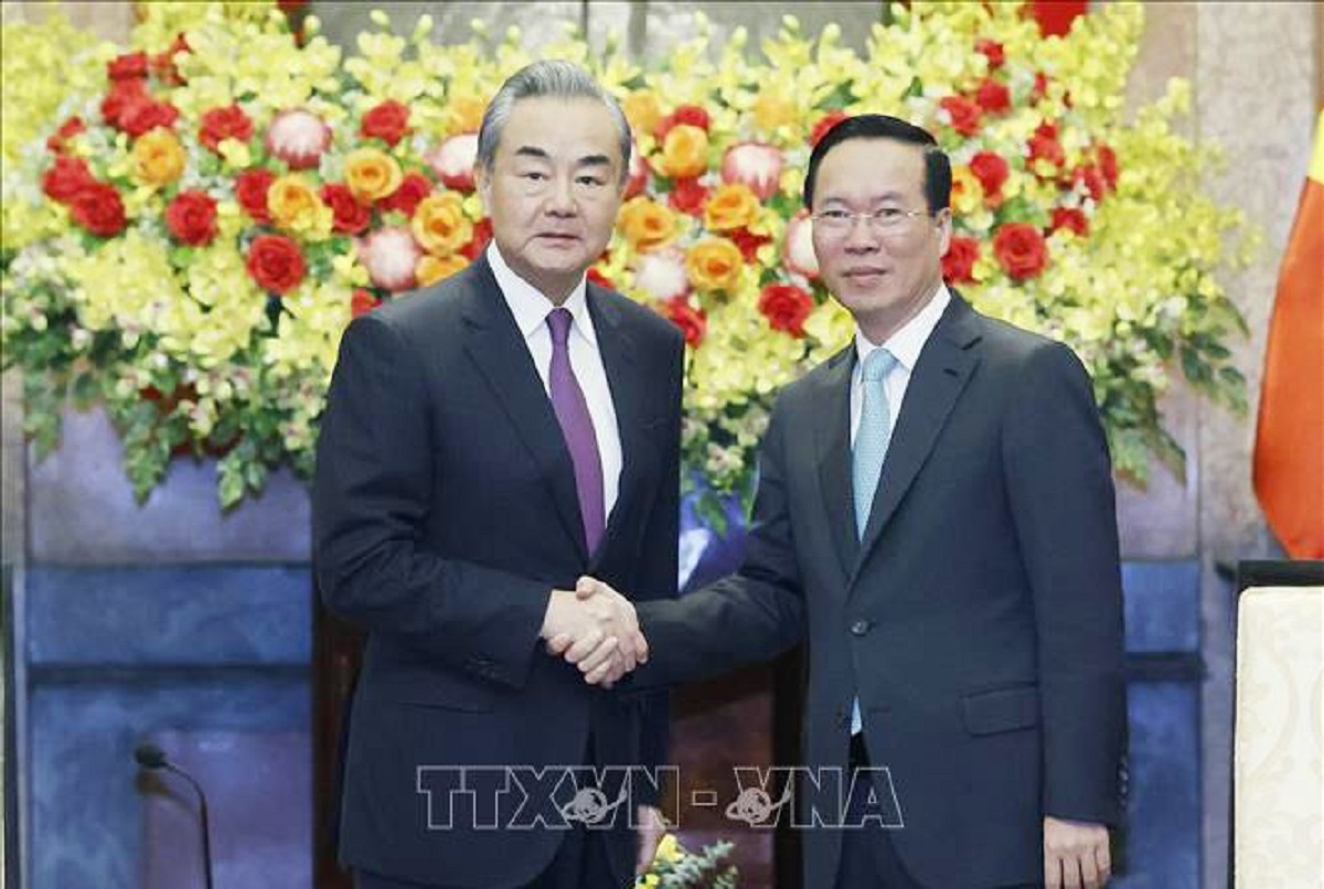Chủ tịch nước Võ Văn Thưởng tiếp Bộ trưởng Ngoại giao Trung Quốc Vương Nghị. Ảnh: TTXVN.