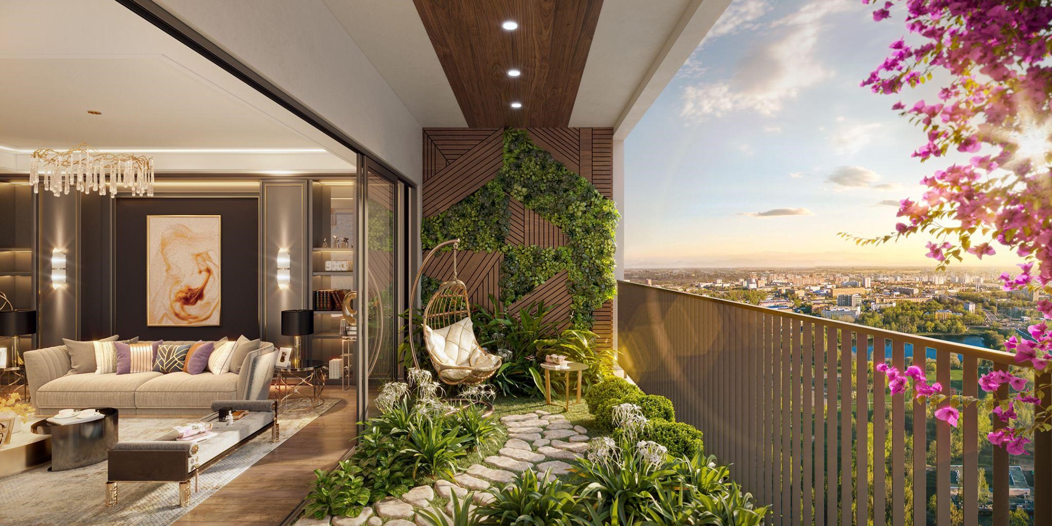 C&aacute;c căn 3 ph&ograve;ng ngủ đều c&oacute; 2 logia với diện t&iacute;ch rộng r&atilde;i, mở ra tầm nh&igrave;n kho&aacute;ng đạt.