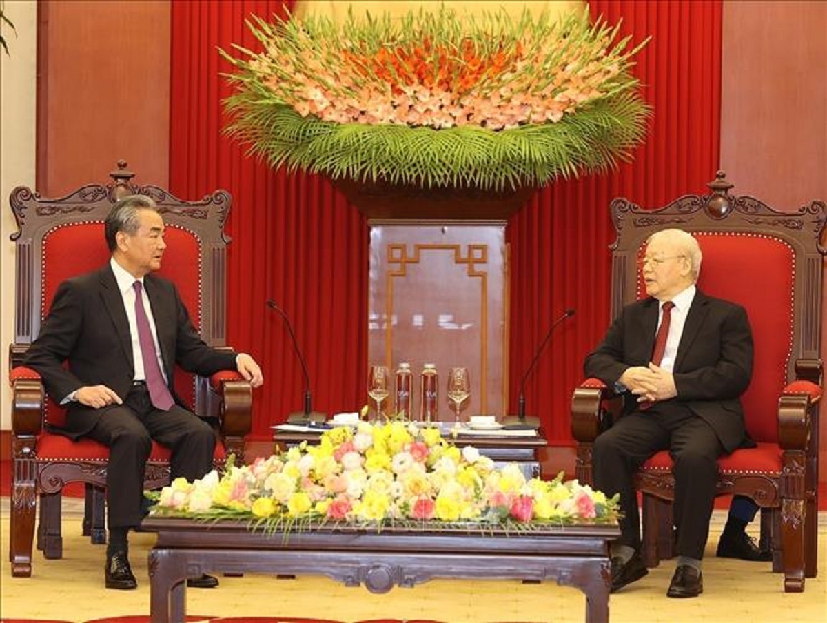 Tổng Bí thư Nguyễn Phú Trọng khẳng định sự coi trọng cao độ và ưu tiên hàng đầu của Đảng và nước Việt Nam đối với quan hệ Việt Nam - Trung Quốc. Ảnh: TTXVN.
