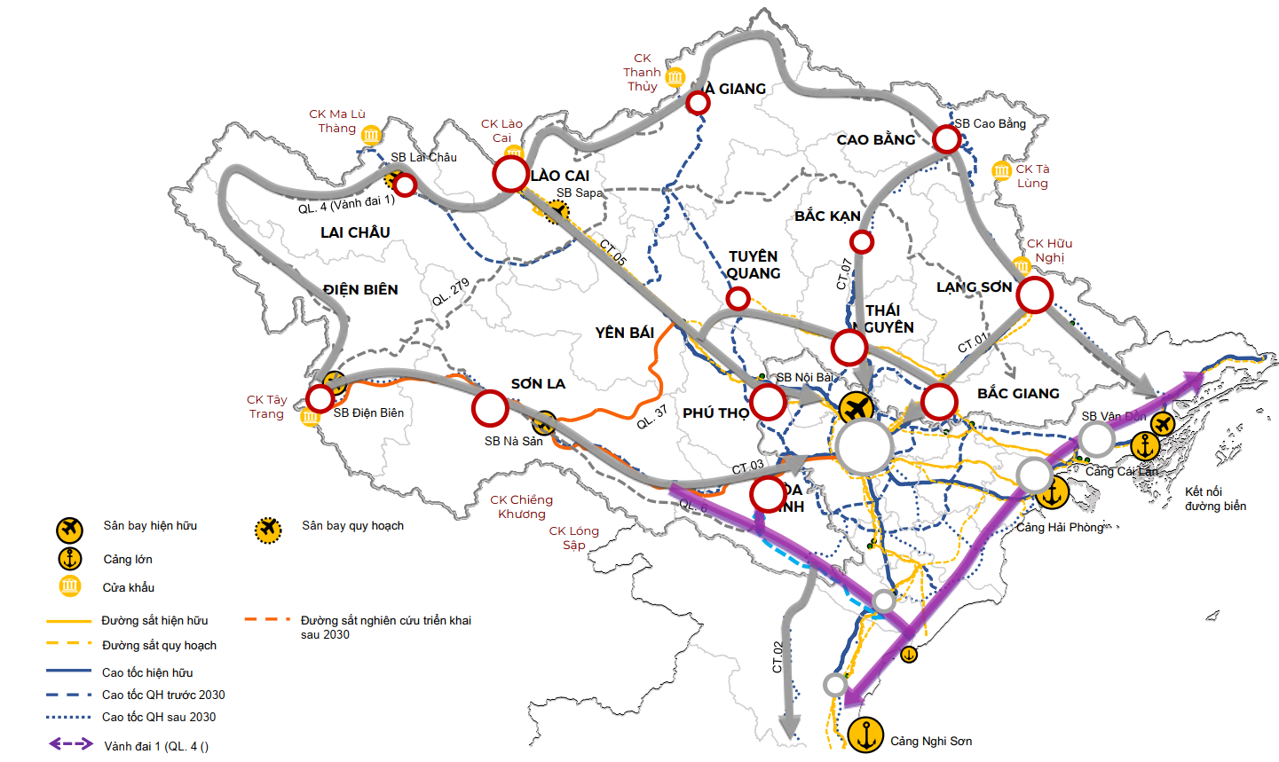 Hướng tuyến kết nối được EnCity đề xuất trong quy hoạch v&ugrave;ng Trung du v&agrave; miền n&uacute;i ph&iacute;a Bắc thời kỳ tới.