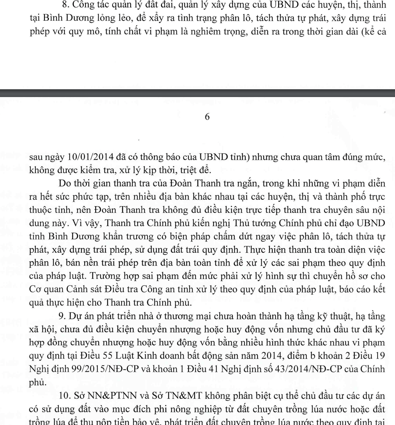 Tr&iacute;ch th&ocirc;ng b&aacute;o kết luận thanh tra số 2181&nbsp;/TB-TTCP