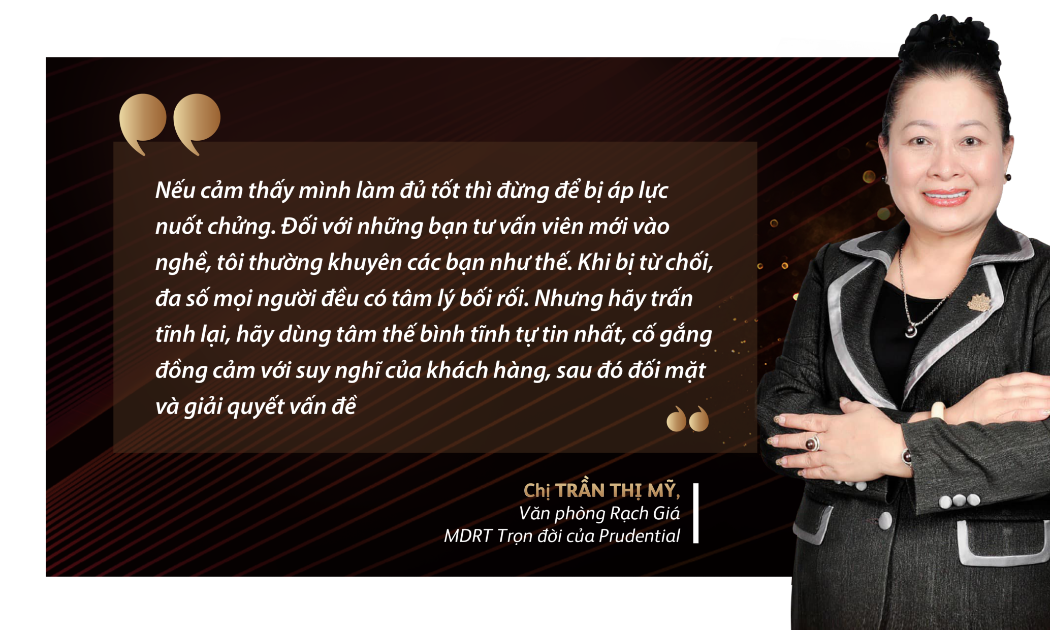 Chị Trần Thị Mỹ, VP Rạch Giá, một MDRT trọn đời của Prudential.