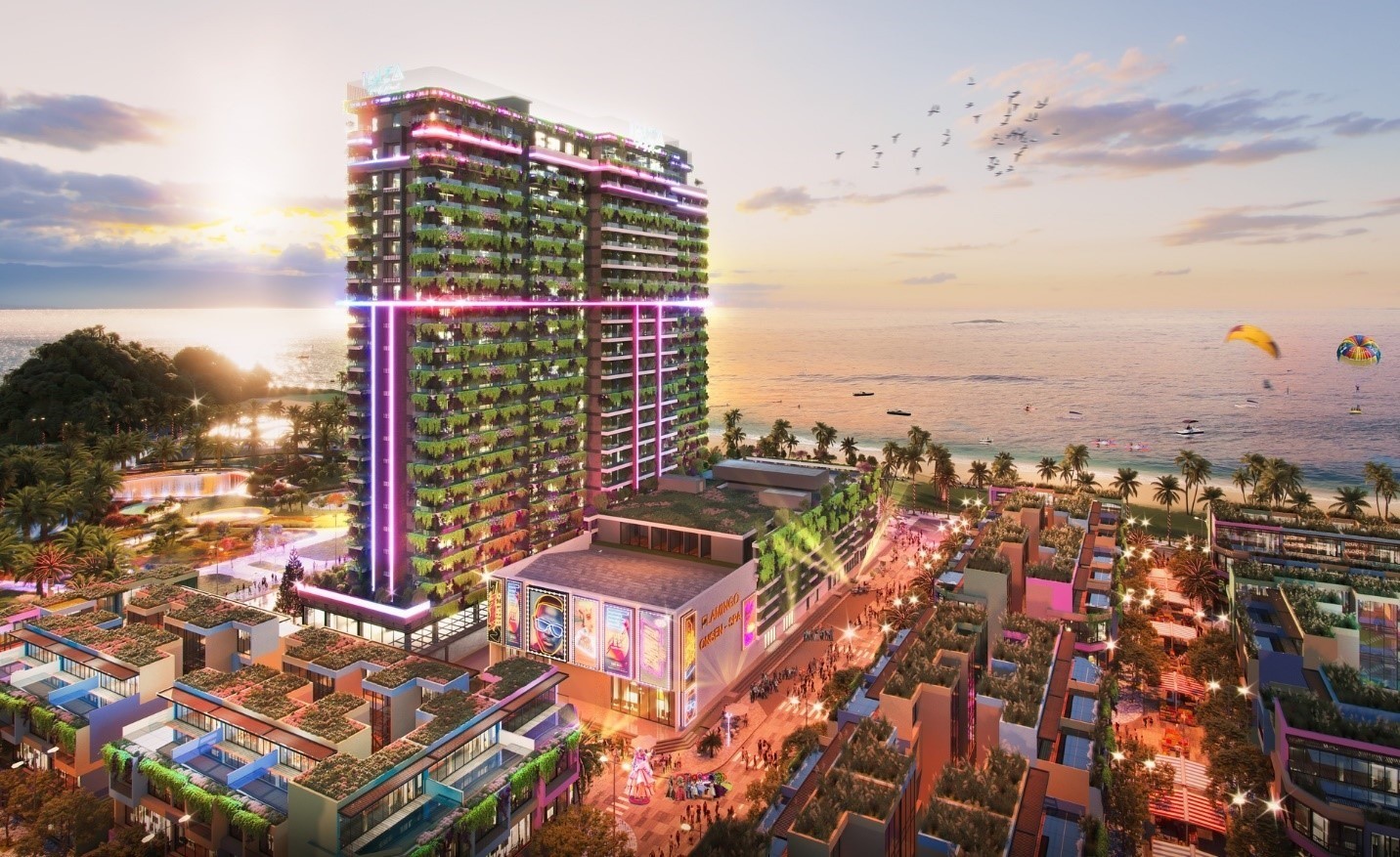 Phối cảnh khu vực trung t&acirc;m Flamingo Ibiza Hải Tiến. Ảnh: Flamingo Holdings.