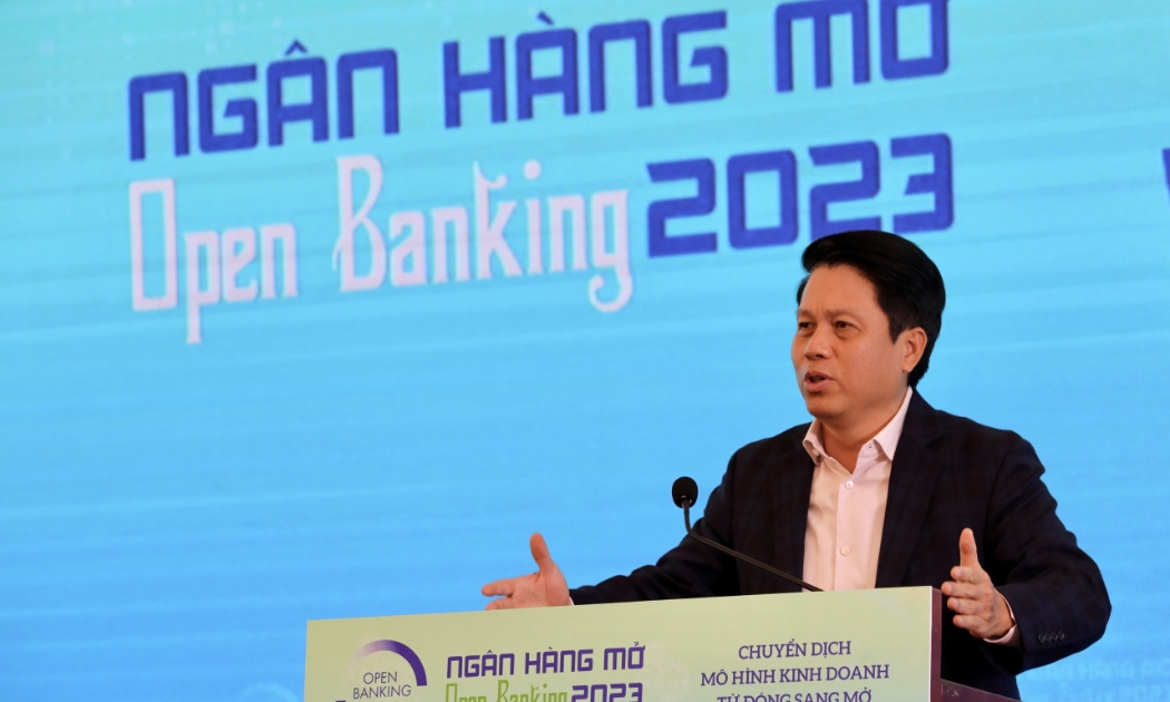 Phó Thống đốc Ngân hàng Nhà nước Phạm Tiến Dũng phát biểu tại Hội thảo Ngân hàng mở/Open Banking: Chuyển dịch mô hình kinh doanh từ đóng sang mở. Ảnh: Việt Dũng.