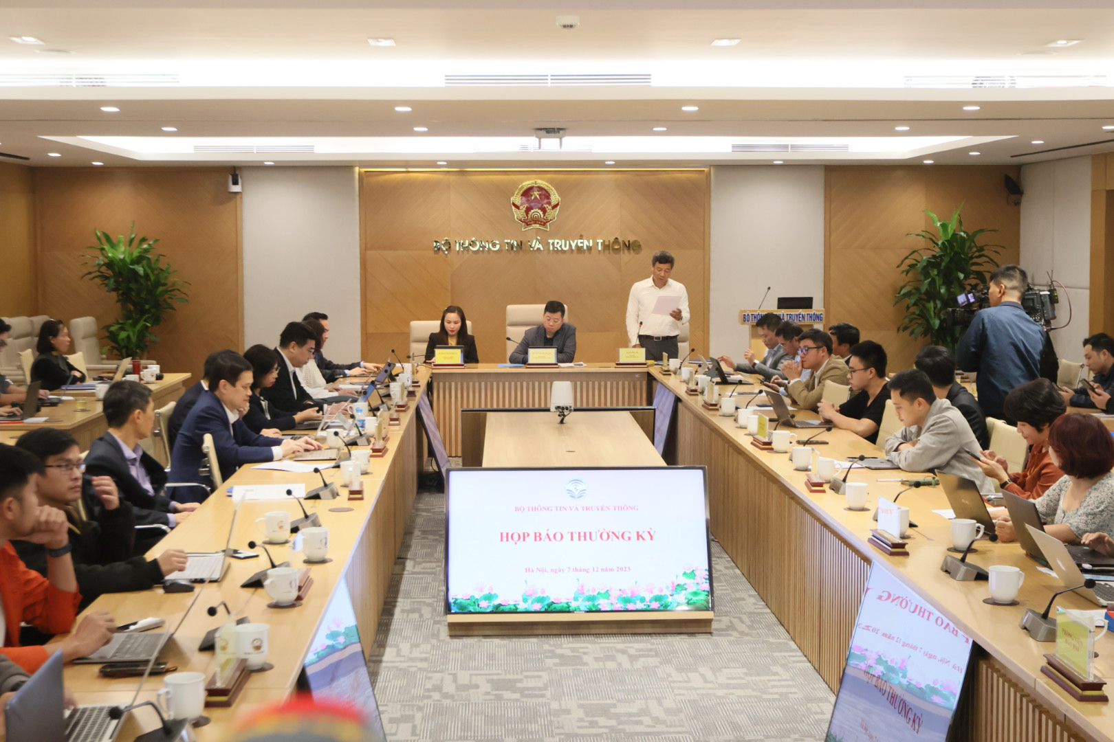 Họp báo thường kỳ tháng 12 của Bộ Thông tin và Truyền thông chiều ngày 7/12/2023.