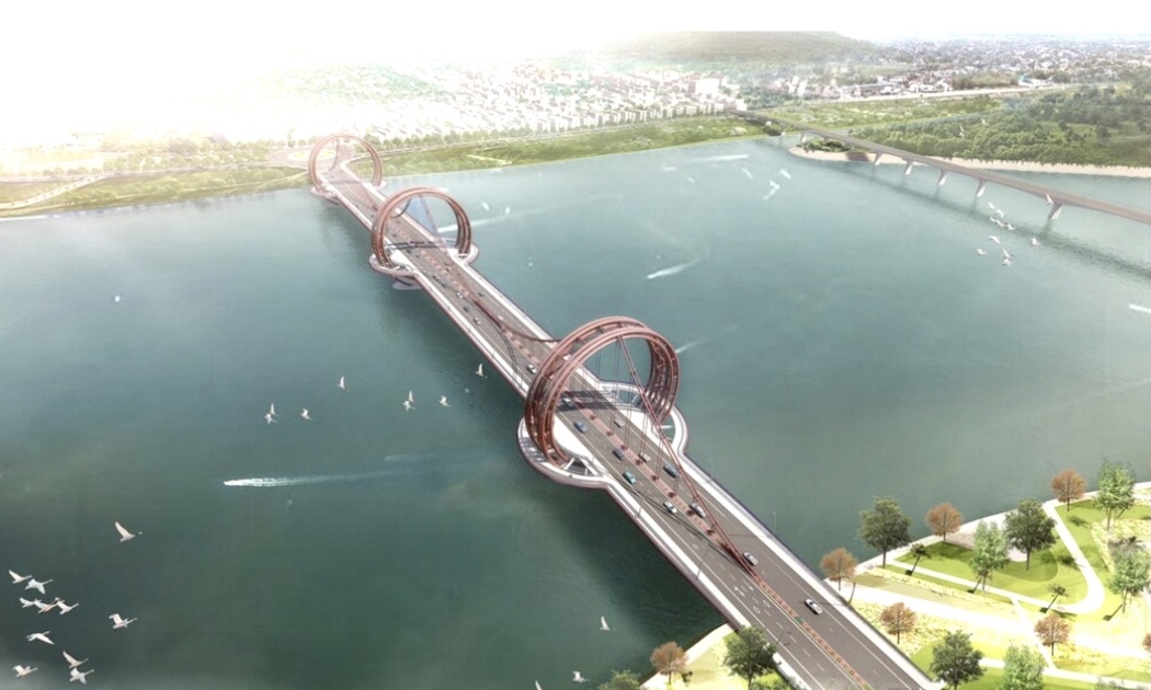 Phối cảnh cầu Trà Khúc 1 có tổng mức đầu tư 3.500 tỷ đồng.