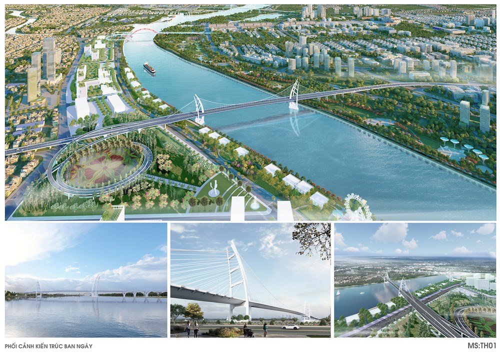Phối cảnh cầu Nguyễn Trãi bắc qua sông Cấm