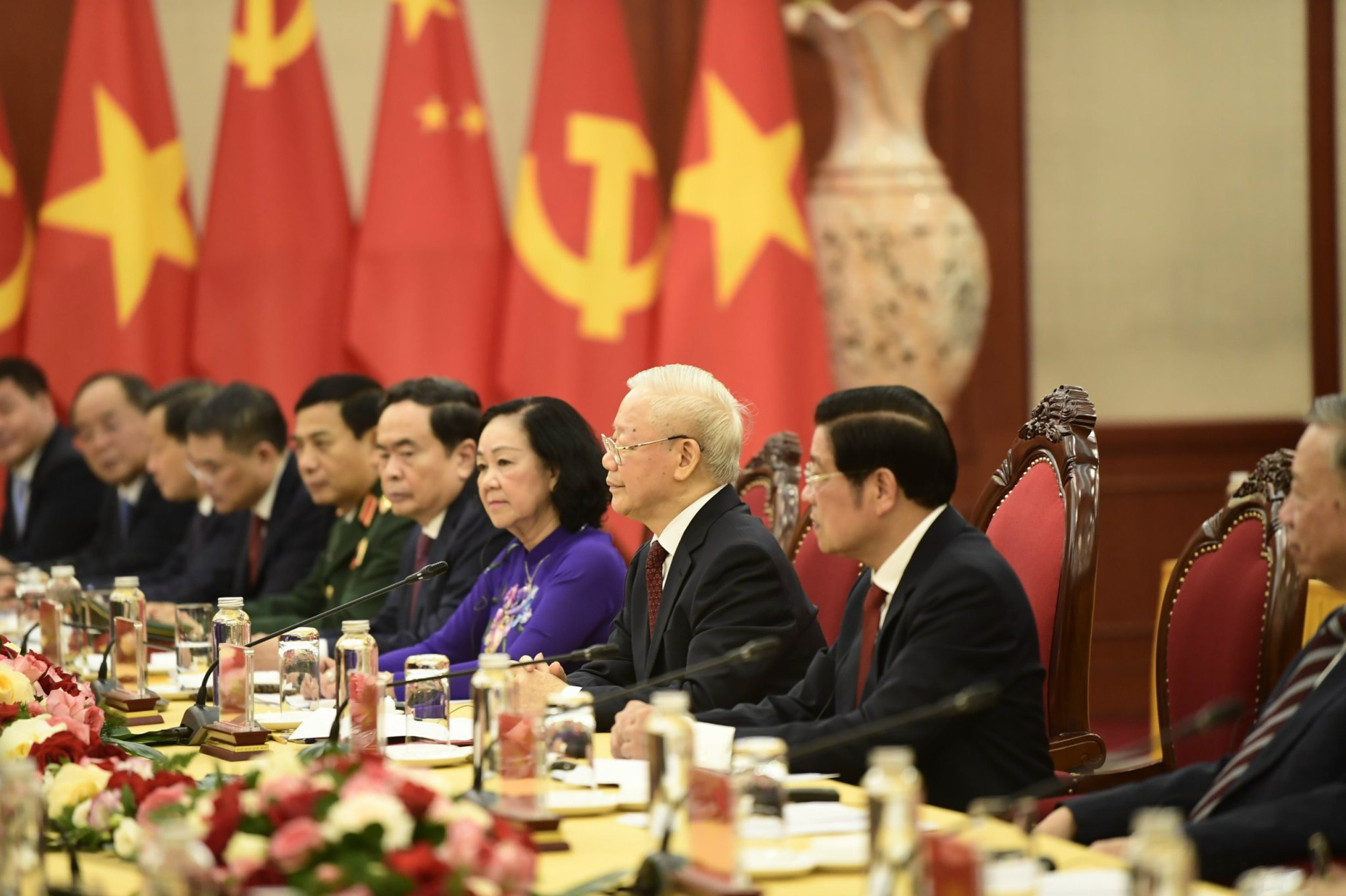 Tổng Bí thư Nguyễn Phú Trọng khẳng định Việt Nam coi phát triển quan hệ với Trung Quốc là ưu tiên hàng đầu và là sự lựa chọn chiến lược. Ảnh: VGP.