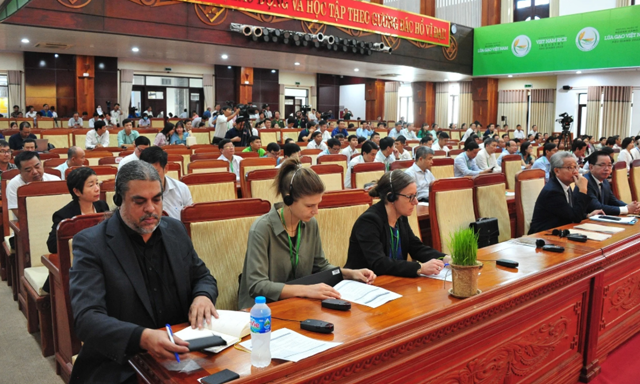 Các địa biểu quốc tế tham dự hội thảo “Phát triển chuỗi giá trị lúa gạo Việt Nam: Trách nhiệm và bền vững”.