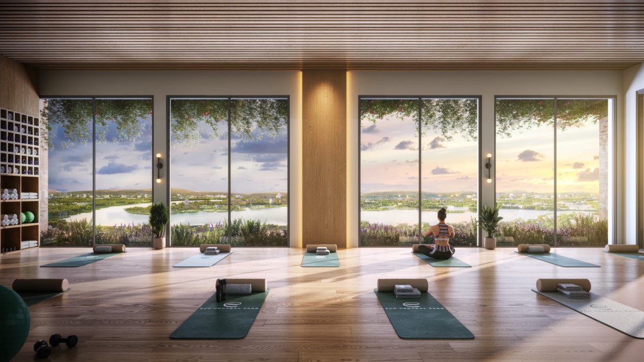 Tổ hợp gym, yoga hiện đại với tầm view thu trọn thiên nhiên.