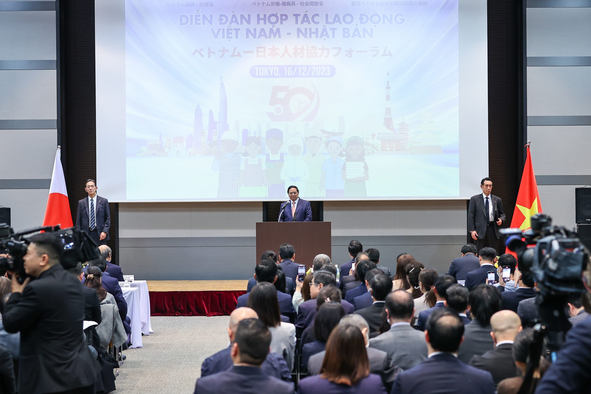 Thủ tướng Phạm Minh Ch&iacute;nh mong muốn thời gian tới, hợp t&aacute;c trong lĩnh vực lao động giữa hai nước sẽ ng&agrave;y c&agrave;ng ph&aacute;t triển tốt hơn nữa. Ảnh: VGP.