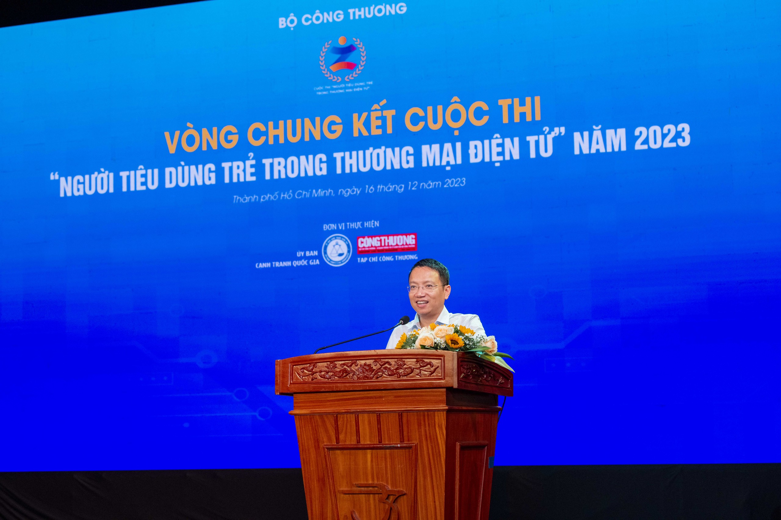 Chủ tịch Ủy ban Cạnh tranh Quốc gia Lê Triệu Dũng phát biểu khai mạc cuộc thi.