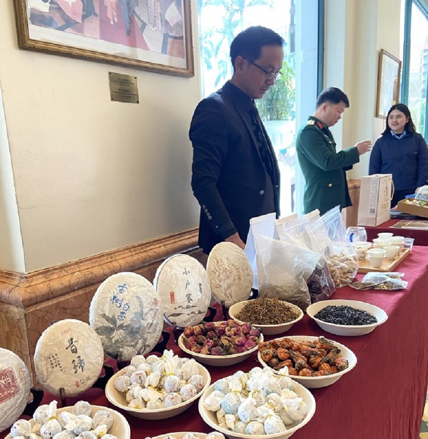 Các doanh nghiệp Vân Nam đưa sản phẩm sang trưng bày, giới thiệu tại hội nghị.