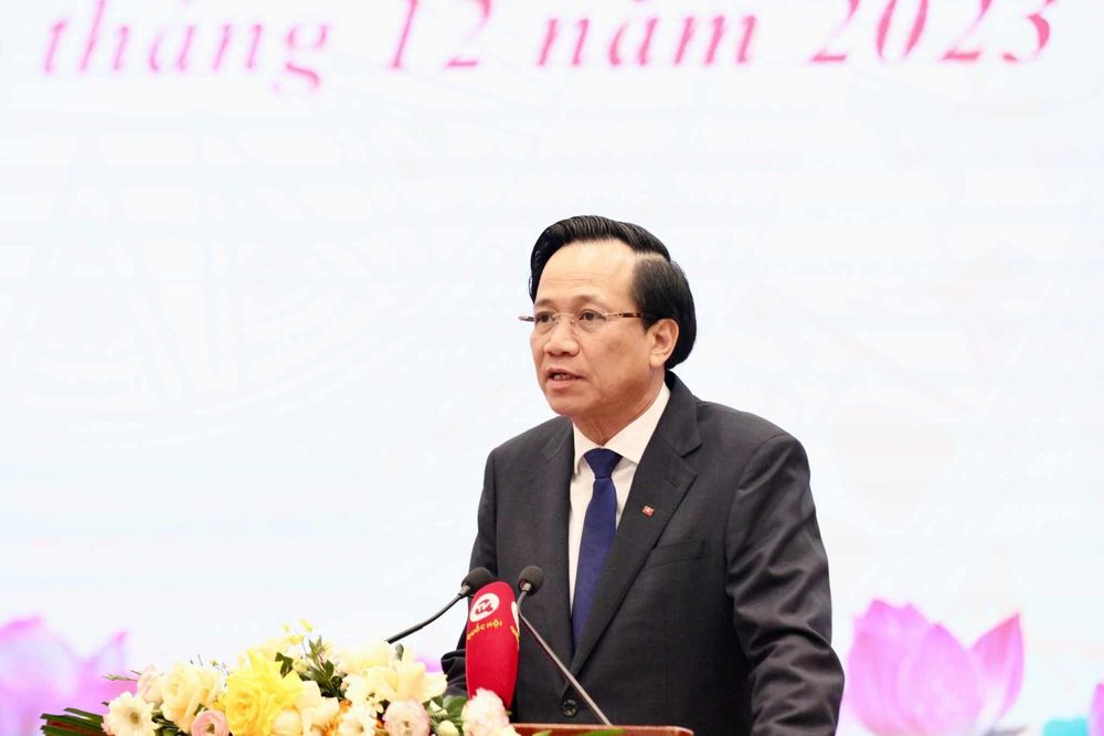 Bộ trưởng Bộ Lao động - Thương binh và Xã hội Đào Ngọc Dung khai mạc hội nghị. 