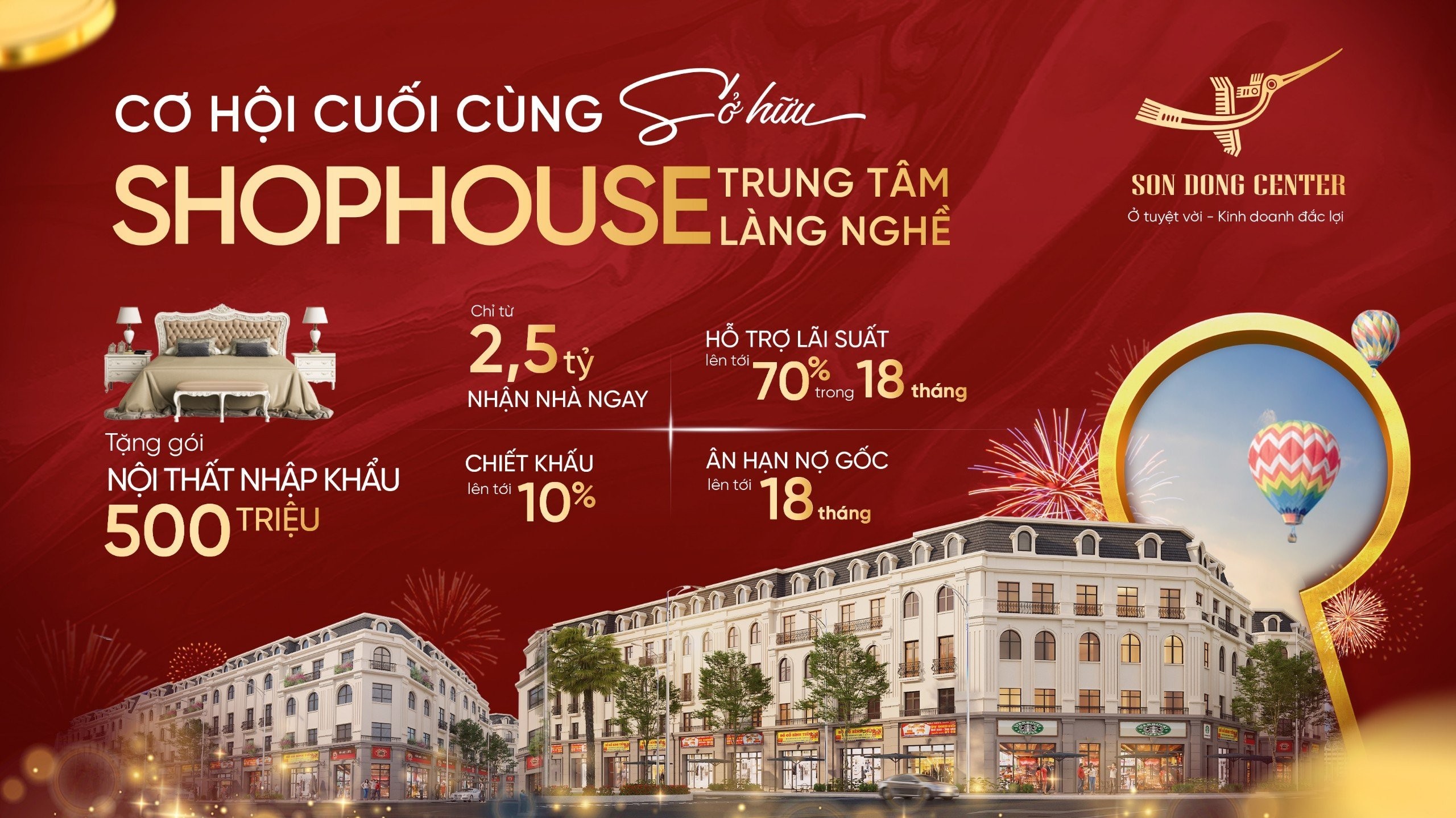 Chính sách đặc biệt ưu đãi dành cho 28 căn shophouse cuối cùng tại Sơn Đồng Center.