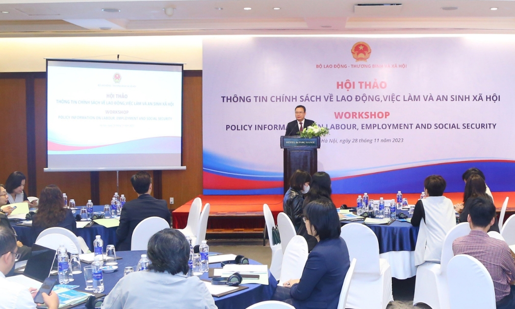 Hội thảo Thông tin chính sách về lao động, việc làm và an sinh xã hội, do Bộ Lao động – Thương binh và Xã hội tổ chức, ngày 28/11.