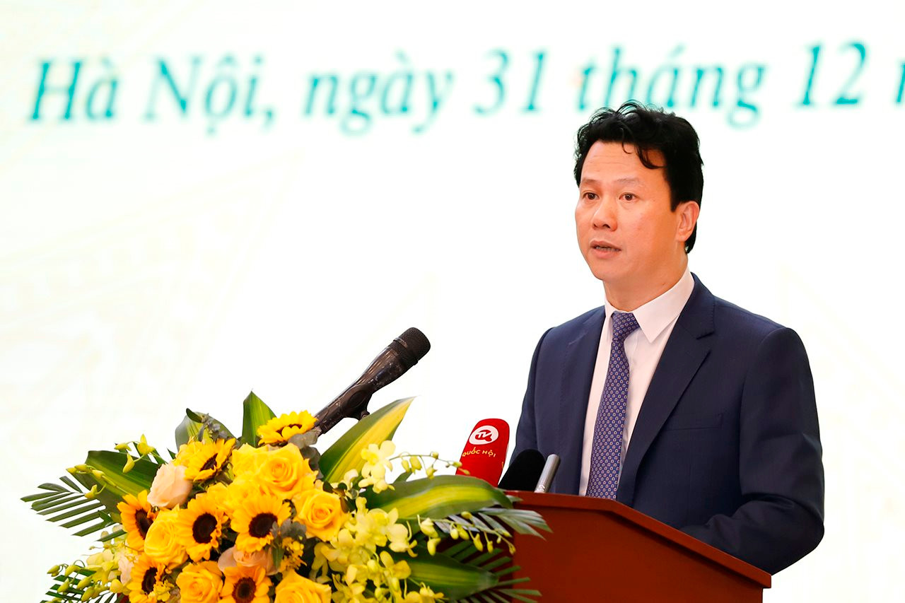 Bộ trưởng Bộ TN&MT Đặng Quốc Kh&aacute;nh ph&aacute;t biểu tại Hội nghị.