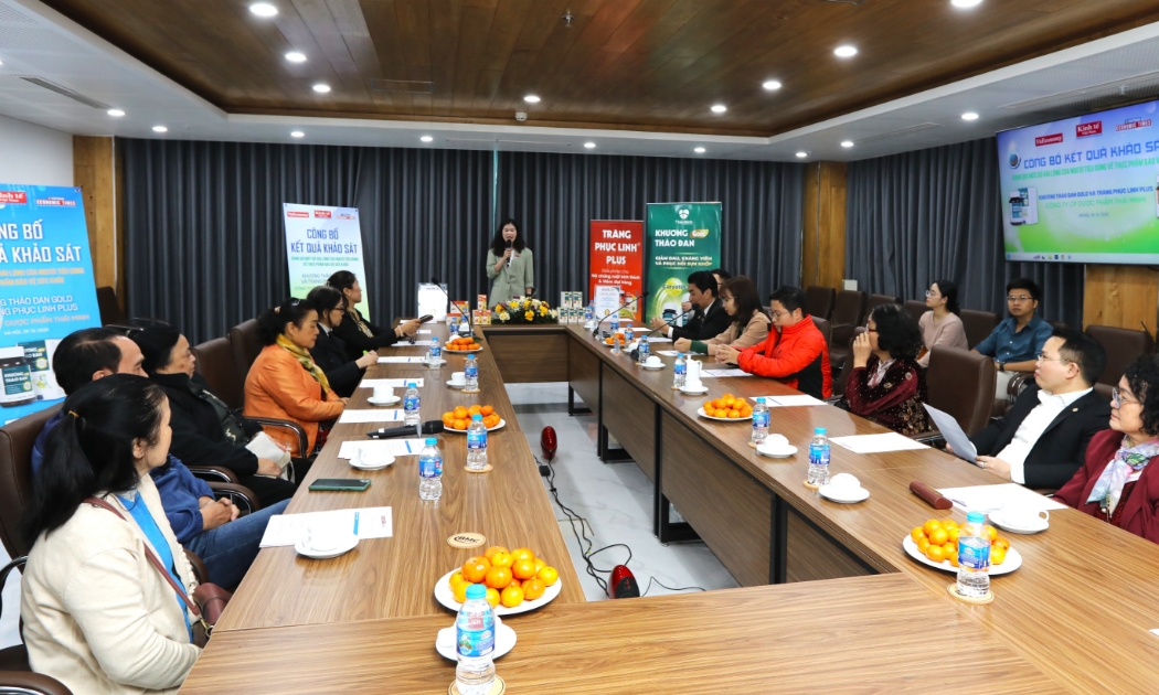 Quang cảnh buổi lễ Công bố kết quả khảo sát 2 nhãn sản phẩm của Công ty Dược phẩm Thái Minh. Ảnh: Việt Dũng